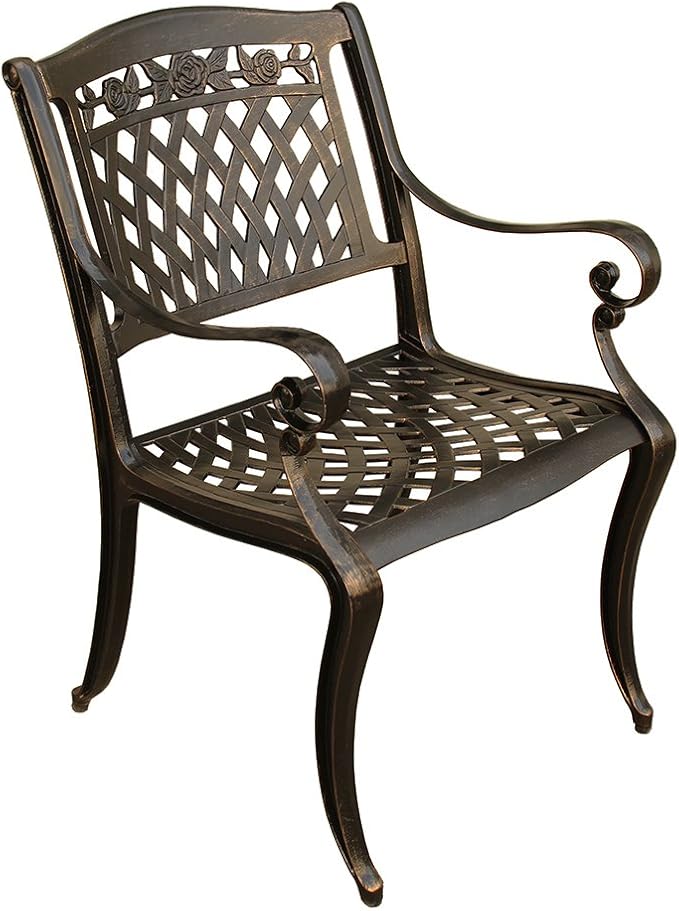 Oakland Living Rose Contemporary Modern and Ornate Mesh Lattice 95 inch Bronze Oval Ten Chairs Outdoor Aluminum Patio Dining Set, Large