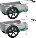 Tipke Manufacturing Company Foldit 2200 Do It All Portable Rust Resisting Aluminum Folding Utility Cart, 330 Lb Capacity, Green Stripe (2 Pack)