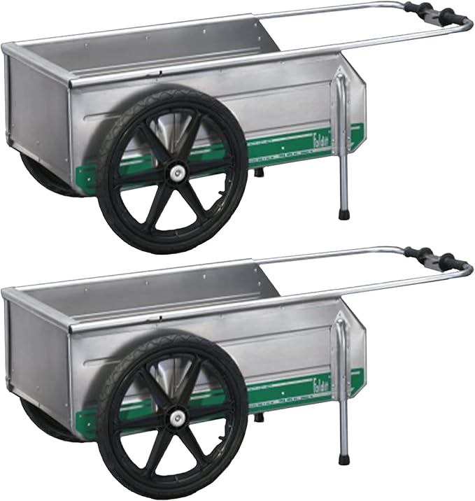 Tipke Manufacturing Company Foldit 2200 Do It All Portable Rust Resisting Aluminum Folding Utility Cart, 330 Lb Capacity, Green Stripe (2 Pack)