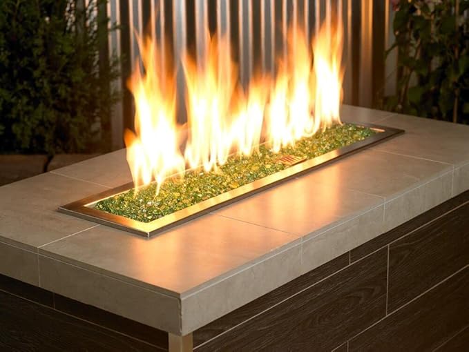 GRISUN 20 lbs Green Fire Glass for Fire Pit, 1/2 Inch High Luster Reflective Fire Pit Glass for Natural or Propane Fireplace, Fire Table, Safe for Outdoors and Indoors Tempered Glass Rocks