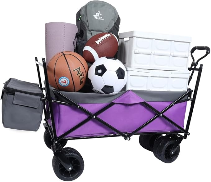 480Lbs Collapsible Kids Wagon with Canopy, Lightweight Foldable Hand Cart, Large Capacity for Camping, Shopping, Sports, and Garden Use