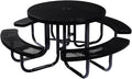 COATEDOUTDOORFURNITURE Heavy-Duty Portable Outdoor Picnic Table with Umbrella Hole, Punched Steel Commercial-Grade Patio Dining Furniture Made in America (46" Round Top, Black)