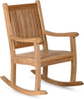 TITAN GREAT OUTDOORS Ash & Ember Cascade Grade A Teak Rocking Chair, Weather Resistant Premium Wood Outdoor Furniture Rocking Chair with Intricate Back Support, Armrests, Sloped Runners