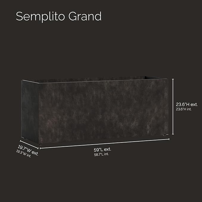 Semplito Grand Wide Rectangle Planter - 59 in x 19.7 in x 23.6 in - Brown Stone