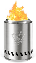 YEFU Tabletop Fire Pit 7.5 x 5.5 in, Low Smoke Camping Stove for Outdoor & Patio, Fueled by Pellets or Wood, Safe Burning Table Top Firepit, with Travel Bag & 2 Mini Sticks & Fireproof Mat, Silver