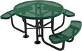 COATEDOUTDOORFURNITURE Heavy-Duty Portable Outdoor Picnic Table with Umbrella Hole, Punched Steel Patio Dining Furniture Made in America (46" Round Top, Textured Green)