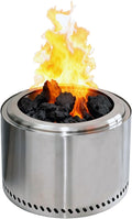 19" Smokeless Fire Pit with Air Switch, Wood Burning Portable Stainless Steel Outdoor Firepit with Removable Ash Pan for Camping, Backyard, Patio & Picnic