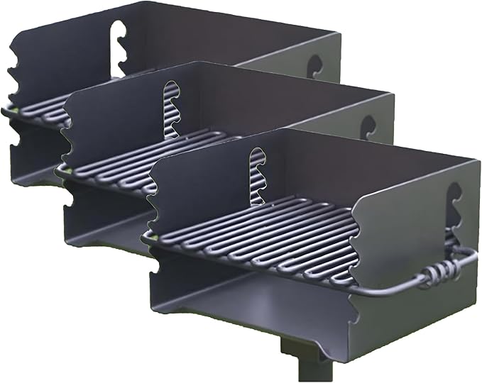 Pilot Rock 3 Pack Charcoal Grill, Park Style BBQ Camping Grill with Swivel, CBP-135