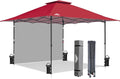 EAGLE PEAK 13x13 Pop up Canopy Tent w/One Wall, Instant Canopy Easy Set up Folding Shelter w/One Privacy Curtain, 169 Square Feet Sun Shade, Red