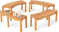 RELAX4LIFE Wooden Outdoor Curved Bench - Acacia Wood Garden Bench w/Slatted Seat, 2-Person Outside Backless Seating for Porch Backyard Deck Park, 800 LBS Load Capacity, Patio Fire Pit Bench (4, 45'')