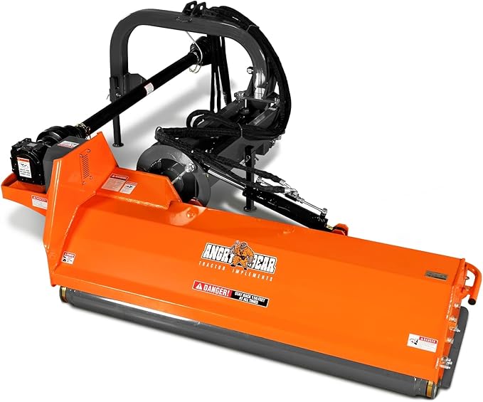 72" Heavy Duty PTO Drive 3 Point Offset Ditch Bank Verge Flail Mower for 70-110HP CAT 2 Tractor, 111'' Offset Distance,55°/90° Rotation Angle, 16 Hammers, Model AGF72