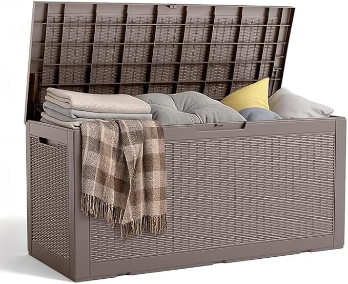 Vixzen 120 Gallon Waterproof Deck Box – Outdoor Storage Organizer for Patio & Garden,Grey