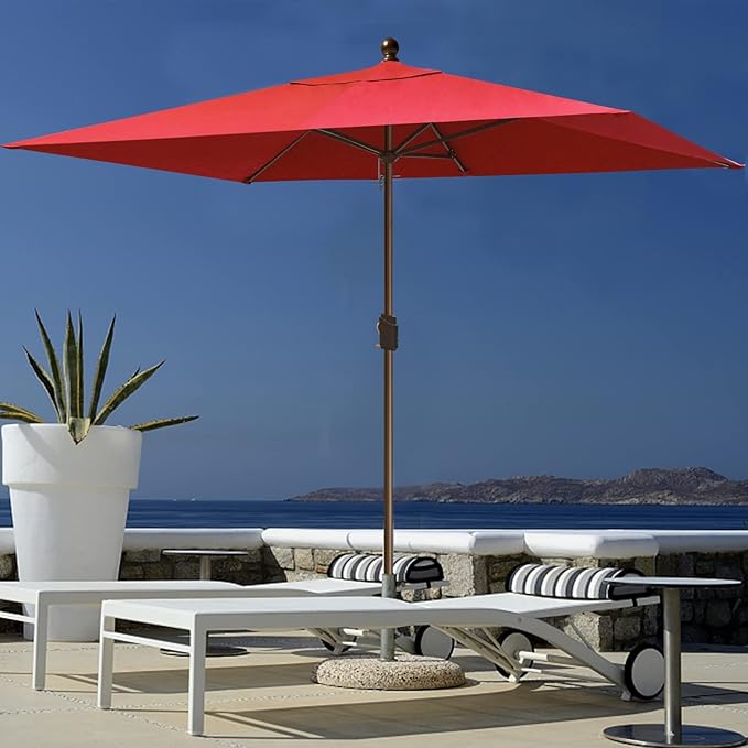 EliteShade USA 10-Year-Non-Fading 6.5x10Ft Rectangular Market Umbrella Patio Umbrella Outdoor Table Umbrella with Ventilation(Red)
