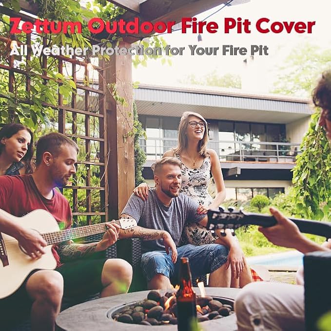Zettum Fire Pit Cover Rectangular 42 Inch - Outdoor Fire Table Cover Rectangle Heavy Duty & Waterproof, 600D Patio Propane Gas Firepit Cover Rectangular Fade & Weather Resistant - 42 x 24 x 24 Inch