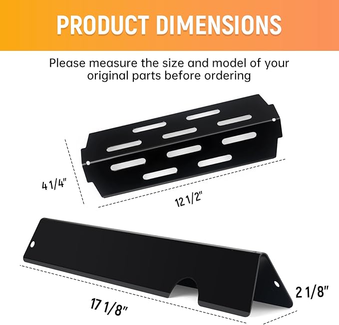 RuiTEERS Grill Flavorizer Bars Heat Deflectors BBQ Gas Grill Replacement Parts for Weber Genesis II E-410, S-410, LX E-440, S-440, Weber 66041, 66033, 66796, 17" Porcelain Steel Grill Heat Plate