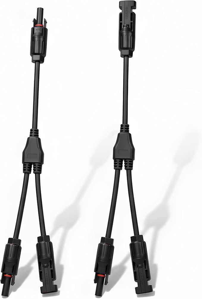 XYRIS Solar Panel Connectors - 1 to 2 Y Branch Parallel Adapter Cable Wire Plug Tool Kit for Solar Panel 1 Pair (M/FF+F/MM)