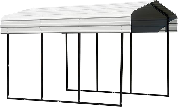 Arrow Shed 10' x 15' x 9' Galvanized Steel Multi-Purpose Shade and Shelter Carport, Eggshell Finish