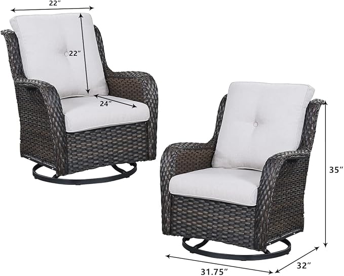 HUMMUH Outdoor Patio Furniture with Fire Pit Table Outdoor Conversation Set PE Wicker Patio Couch Swivel Glider Chairs for Balcony Garden,Lawn,Deck
