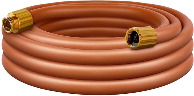 Worth Short Lead-in Hybrid Garden Hose 5/8 in. x 16 ft. -Kink Free, No Leaking, Male/Female Fittings -Heavy Duty Durable Flexible Lightweight Water Pipe -Brass Aluminum Ends for Household & Yard Use