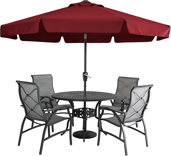 MASTERCANOPY Valance Patio Umbrella for Outdoor Table Market -8 Ribs (10ft, Burgundy)