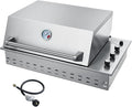 34-Inch Premium Built-In Liquid Propane Griddle for Outdoor Kitchen, 3-Burner Heavy Duty Stainless Steel Flat Top Grill with Lid, 48,000 BTUs, Large Cooking Area for BBQ Island, Outdoor Cooking,Silver