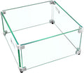 Fire Pit Wind Guard: 15" x 15" x 7" Square Glass Wind Guard for Outdoor Propane/Natural Gas Fire Pit Table, Clear Tempered Glass and Hard Aluminum Corner Brackets, Easy Assembly