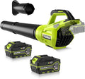 PULITUO Leaf Blower Cordless, 500CFM/ 125MPH Lightweight Cordless Blower with 2X 4.0 Batteries and Fast Charger, Variable Speed Battery Leaf Blowers for Lawn Care, Leaves, Grass, Patio, Yard