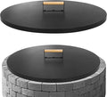G GOOD GAIN Firepit Lid Round 28 Inch - Rust Resistant Fire Pit Lid Cover with Wooden Handle & Gloves, Fire Pit Snuffer Lid for Courtyards, Patio, Winter Cold Protection.