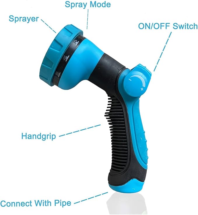 Non-Expanding Garden Hose 150ft,flexible, lightweight hose is resistant to kinks and tangles.With 10-way nozzle, strong 3/4” metal fittings.