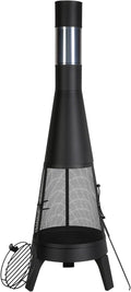 VEVOR Chiminea, 20 Inch Outdoor Wood Burning Firepit, Conical Fireplace for BBQ & Warming, Outside Wooden Fire Pit with Grill Mesh, Chimney Coat & Rustproof Chiminea Lid, for Patio, Garden, Backyard