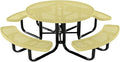COATEDOUTDOORFURNITURE Heavy-Duty Portable Outdoor Kids Table with Umbrella Hole, Punched Steel Kids Picnic Table, Commercial-Grade, Made in America (46 in, Round, Childrens, Textured Sandstone)