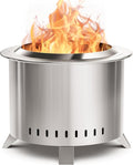 Smokeless Fire Pit,22 Inch Stainless Steel Firepit, Outdoor Wood Burning Fire Pit with Cover,Smokeless Firepits for Outside Backyard Patio Garden Camping Bonfire