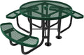 COATEDOUTDOORFURNITURE Heavy-Duty Portable Outdoor Picnic Table with Umbrella Hole, Expanded Metal Patio Dining Furniture Made in America (46" Round Top, Textured Green)