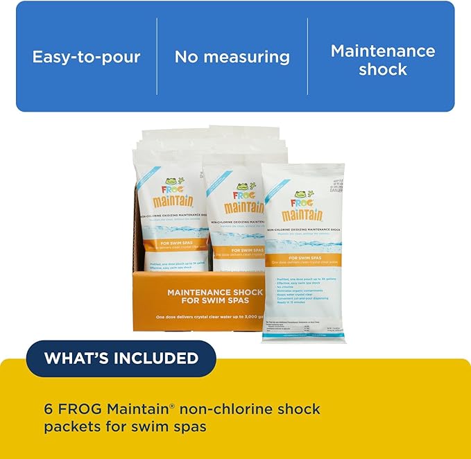 FROG Maintain for Swim Spas - Non-Chlorine Shock for use with Swim Spa FROG @Ease Floating System - Single Dose Packets for Easy Swim Spa Maintenance & Treatment - 6 Pack