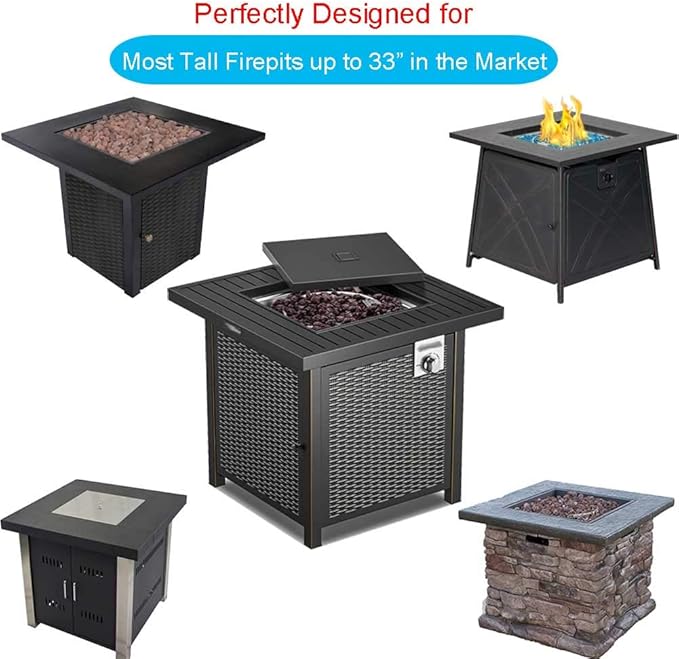 Saking Fire Pit Cover,32 Inch Square Firepit Covers Outdoor Gas Fireplace Fire Table Cover Fits for 28-32 Inch Propane Fire Pit Table – 32 x 32 x 24 Inches