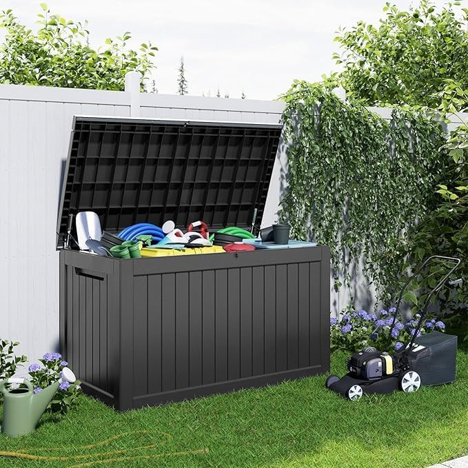 280 gallon Deck Boxes Resin Material Outside Storage Box Large Storage Bins with Lids Deck Boxes Outdoor Waterproof for Outdoor Use