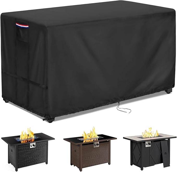 Fire Pit Cover Rectangular 50 Inch - Waterproof Outdoor Fire Table Cover Rectangle Heavy Duty, 600D Patio Propane Gas Firepit Cover Rectangular Tear Weather Resistant - 50 x 24 x 24 Inch