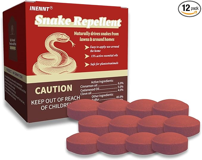 Snake Repellent for Yard & Home Areas - Outdoor/Induce Deterrent Formula, Plant-Based,Pet & Child Safe, 12 PCS Covers Up to 650 Sq.Ft