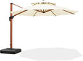 PURPLE LEAF 11ft Patio Umbrella Outdoor Round Umbrellas Large Cantilever Umbrella Windproof Offset Umbrellas Heavy Duty Sun Umbrella for Garden Deck Pool Patio, Cream