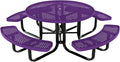 COATEDOUTDOORFURNITURE Heavy-Duty Portable Outdoor Kids Table with Umbrella Hole, Punched Steel Kids Picnic Table, Commercial-Grade, Made in America (46 in, Round, Childrens, Textured Purple)