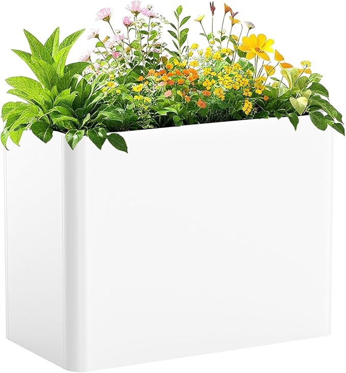 Metal Rectangular Planter Box 36" L x 15" W x 24" H,Rectangular Tall Planters for Outdoor Plants with Removable Insert Shelves & 4 Drainage Holes for Patio, Yard & Porch