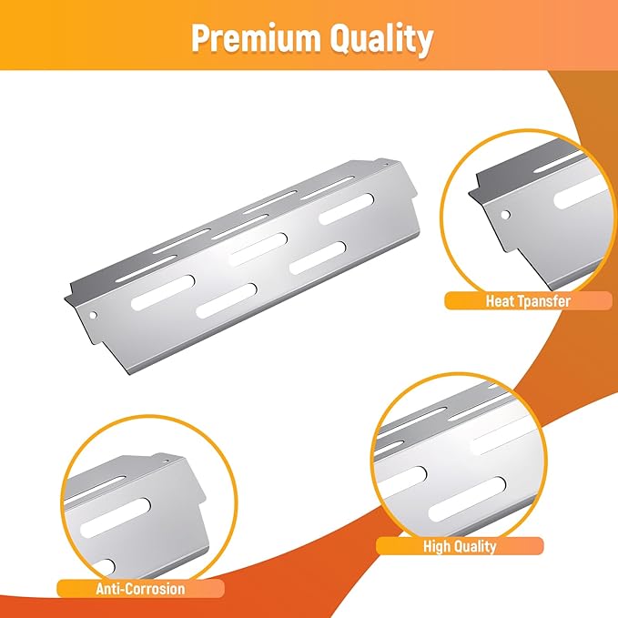 RuiTEERS Grill Flavorizer Bars Heat Deflectors BBQ Gas Grill Replacement Parts for Weber Genesis II E-410, S-410, LX E-440, S-440, Weber 66041, 66033, 66796, 17" Stainless Steel Grill Heat Plate
