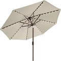 EliteShade USA 10-Year-Non-Fading Solar 9ft Market Umbrella with 80 LED Lights Patio Umbrellas Outdoor Table Umbrella with Ventilation, Antique Beige