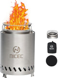 Nice C Fire Pits, 7.1 Inch Smokeless Fire Pits, Portable Fire Pit, Outdoor Fire Pit, Tabletop Fire Pit, Wood Buring Fireplaces, Stainless Steel, with Grill Grate, Removable Ash Tray & Carry Bag