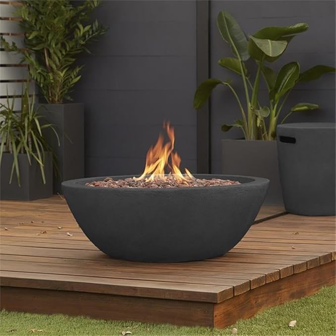 Home Square 2-Piece Set with Propane Fire Pit Bowl and Tank Cover in Shale