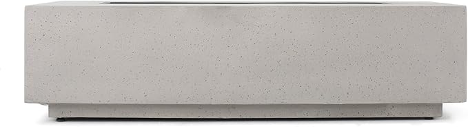 Merax 56" Rectangular MGO Propane Fire Pit Table, 50,000 BTU Outdoor Patio Heater with Modern Concrete Design for Backyard, Deck, Garden (Tank Cover Not Included), Light Grey