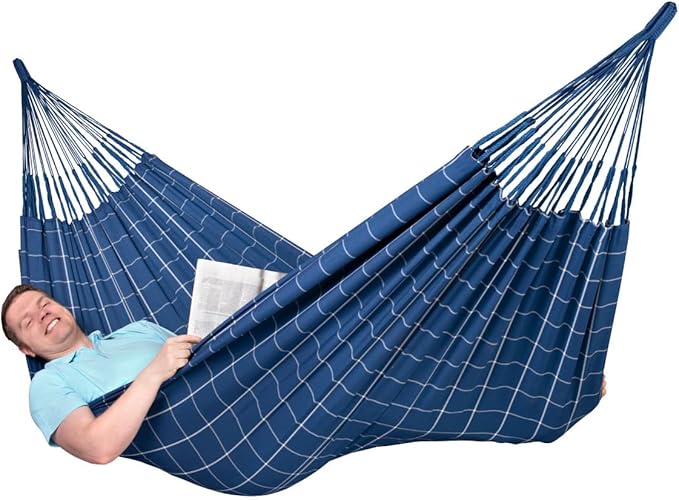 LA SIESTA Brisa Classic Hammock, Handmade, Weather-Resistant, Tear-Resistant Hammock for Indoor & Outdoor Relaxation, Size-Double - Marine