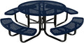 COATEDOUTDOORFURNITURE Heavy-Duty Portable Outdoor Kids Table with Umbrella Hole, Punched Steel Kids Picnic Table, Commercial-Grade, Made in America (46 in, Round, Childrens, Textured Dark Blue)