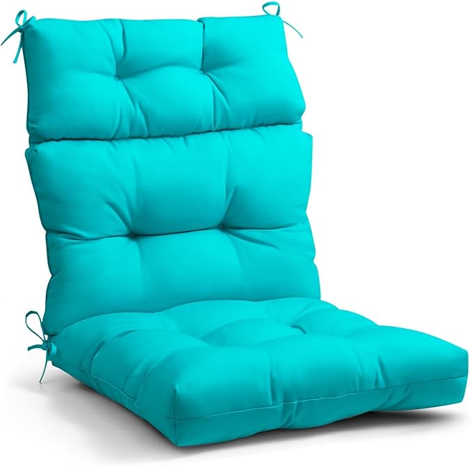 EAGLE PEAK Tufted Outdoor/Indoor High Back Patio Chair Cushion, Set of 1, 46'' x 22'', Blue