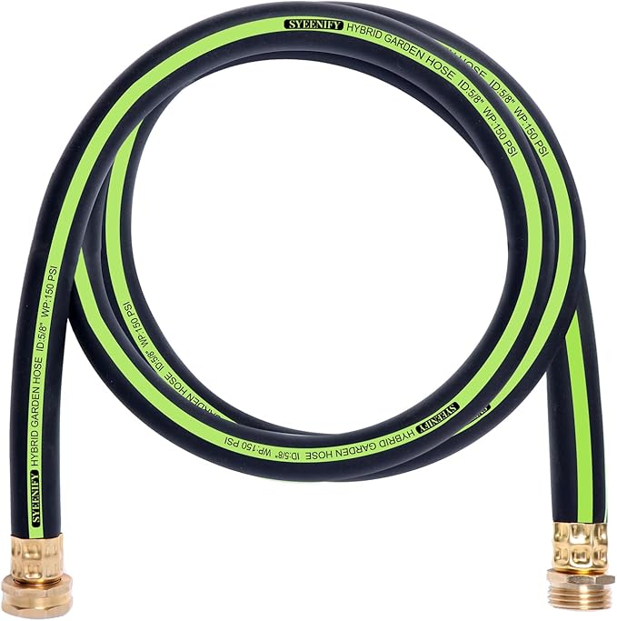 SYEENIFY Garden Leader Hose 5/8 in. x 6 ft Short Water Hose Male/Female Heavy Duty Hybrid Garden Hose No Kink and Flexible Rubber Hose for Dehumidifier,Vehicle Water Filter and Camp Water Tank